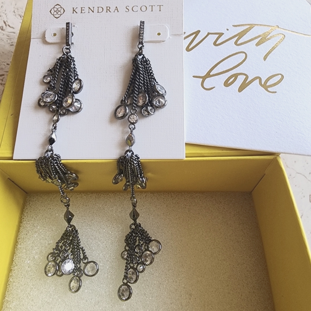 Kendra Scott statement earrings in gun metal